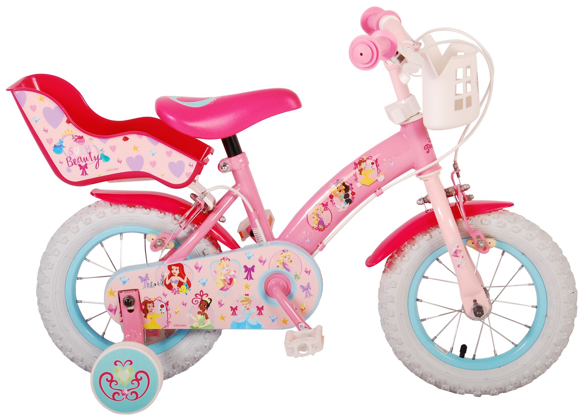 Meisjesfiets 12 inch :: Princess Kinderfiets - Meisjes - 12 - Roze - Twee Handremmen - Het grootste aanbod goedkope kinderfietsen Kinderfietsenoutlet.nl